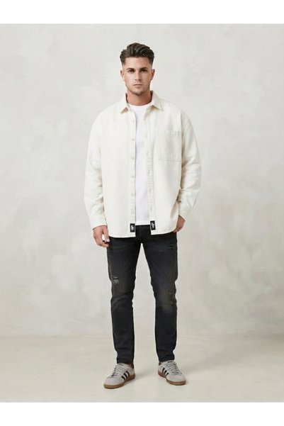 More Black Men's Gabardine Fabric Oversize Shirt