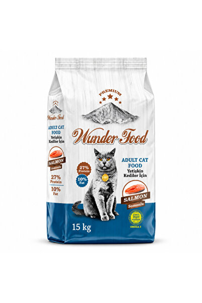 WUNDER Complete dry food for adult cats with salmon, 27% protein, 15 kg