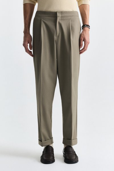 Antioch Relaxed Wool Blend Pleated Trousers