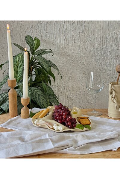 Çok bölmeli el yapımı stoneware peynir sunum tabağı