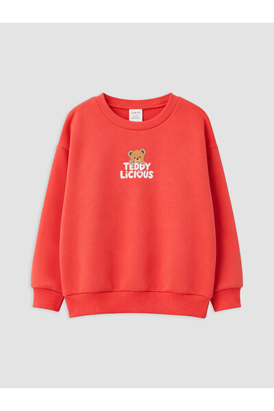 LC Waikiki Alita City Lcw Kids Red 3 Thread Printed Girls' Sweatshirt with Di...
