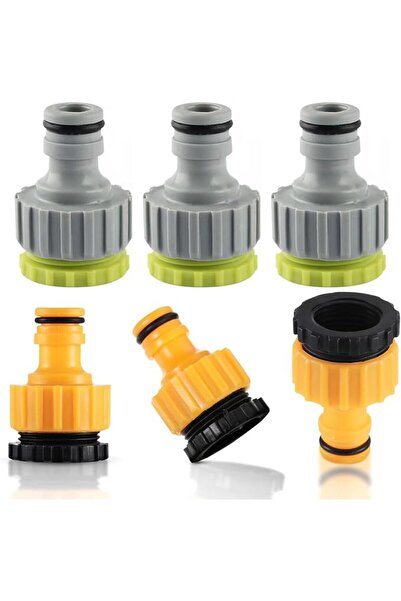 TERRIFI 6PCS Garden Hose Tap Connectors, 1/2" & 3/4" Threaded Faucet Adapters...