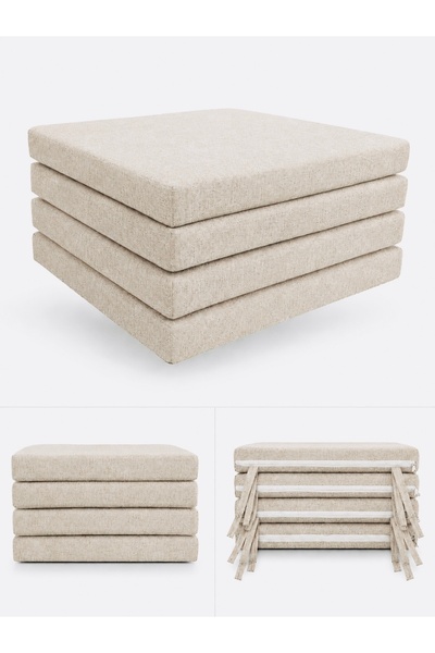 EA HOME ROYALE COMFORT 50x50x5 CM Süngerli Bağcıklı Keten Fermuarlı Sandalye&...