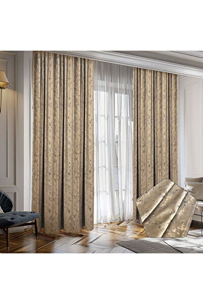 ArasyaHome Draperie Luxury Capetown Velvet Blackout 80 % Bej Light