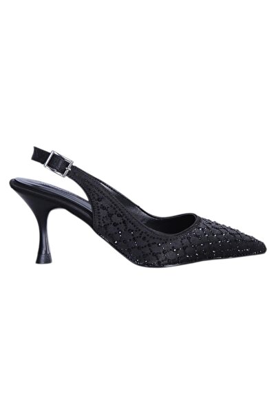 Ayakcenter Pantofi cu toc de 8 cm Öz Macan Black Stone pentru femei