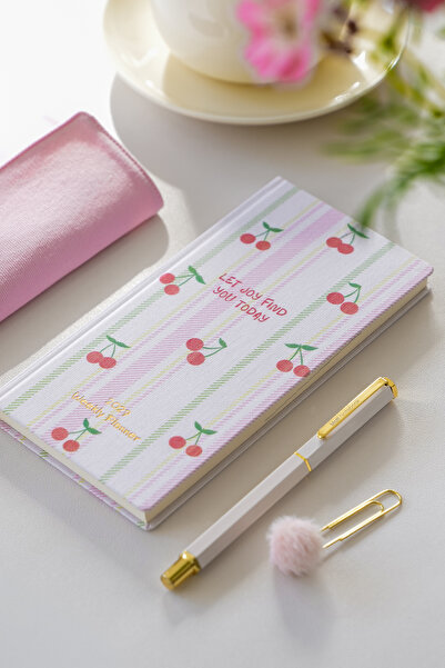Matt Notebook 2027 Yılı Keten Haftalık Planlayıcı Kareli Cep Ajandası 9x18 cm...