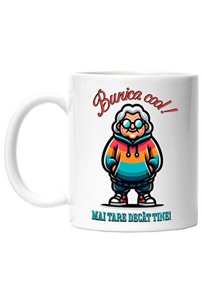 INOVATIX Personalized White Mug, "Old Lady with Sunglasses: Cool Grandma, Coo...