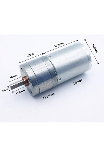 EmAyCenter JGA25-370 12V 12 RPM Redüktörlü DC Motor 25mm Metal Dişli D Şaft 4mm Mil Yüksek Torklu Düşük Devirli