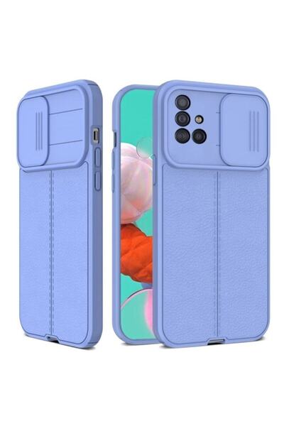 Fibaks Galaxy M31 Uyumlu Kılıf Sürgülü Slide Kamera Korumalı Deri Görünümlü L...
