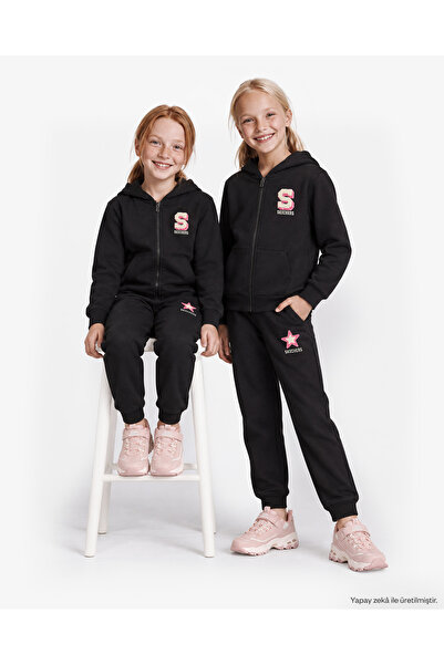 SKECHERS SKECH SWEATS Elevate Full Zip Sweatshirt Büyük Kız Çocuk Siyah Sweat...