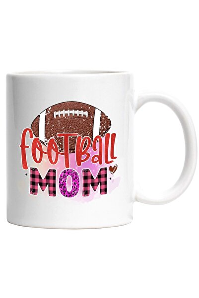 INOVATIX Cana alba personalizata,minge de fotbal american Football Mom,mama d...