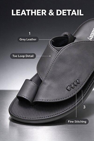 AllMart Arabia Premium Mens Open Toe Slide Slippers Grain Textured Upper Clas...