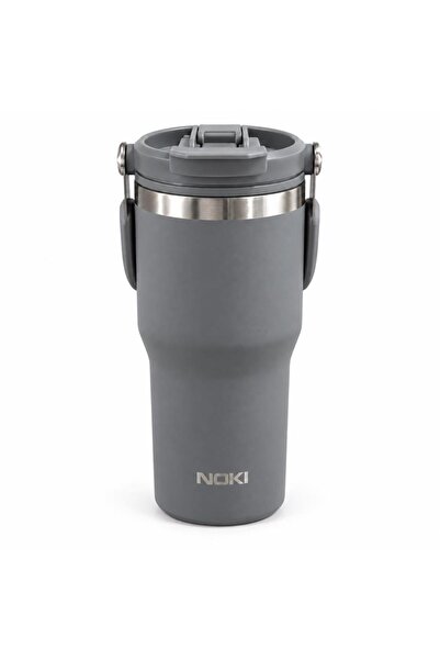 Noki T-0138 600 ml Paslanmaz Çelik Tumbler Termos Bardak, Pipetli ve Düz İçim...