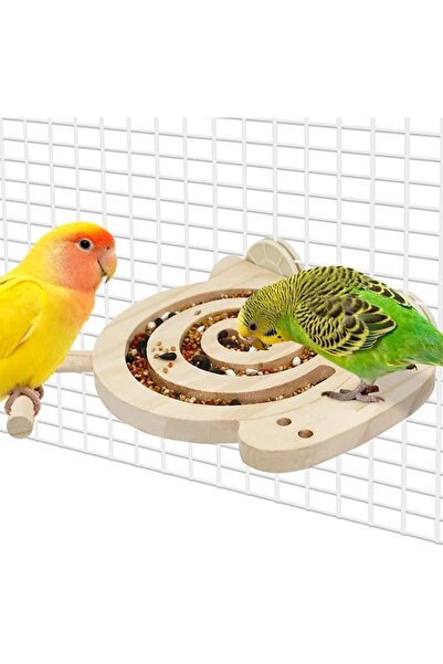 SYOSI Natural Wooden Bird Foraging with Perch, Kiln-Dried Wood Bird Enrichmen...