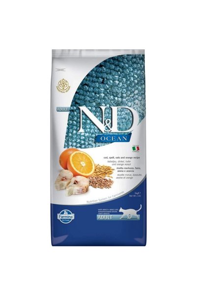 N&D Ocean Morina Balığı, Kılçıksız Buğday, Yulaf & Portakal Yetişkin