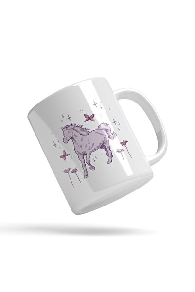 INOVATIX Personalized white mug, Horse on the Meadow, Pink Universe, Flying B...