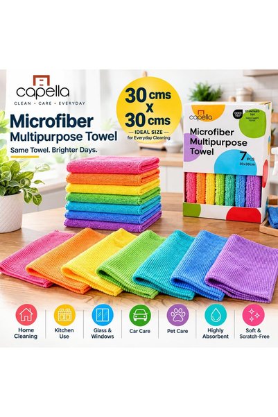 Capella Microfiber Multipurpose Towel Set of 7, 30x30 cm
