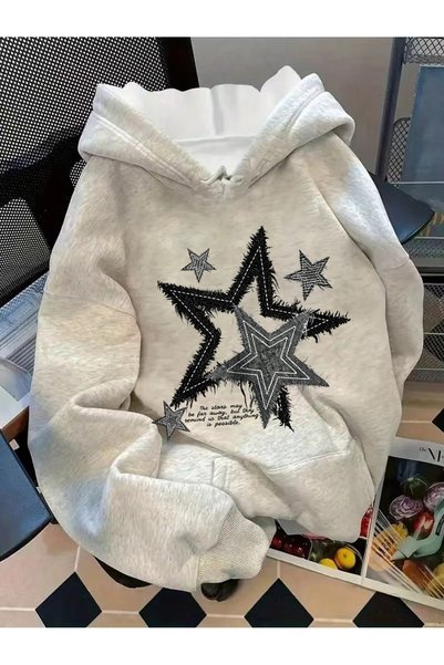 Toum Unisex majica sa zvezdastim detaljima, veće veličine