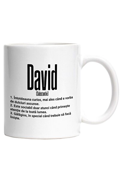 INOVATIX Cana alba personalizata,Numele David,Cu Amuzant,Curios,Sociabil,Gala...