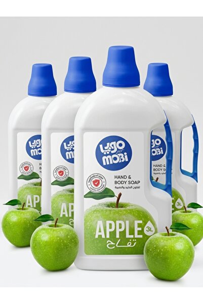 Generic Brand 4 عبوات MOBI صابون سائل لليدين من موبي، برائحة التفاح، 3 لترات