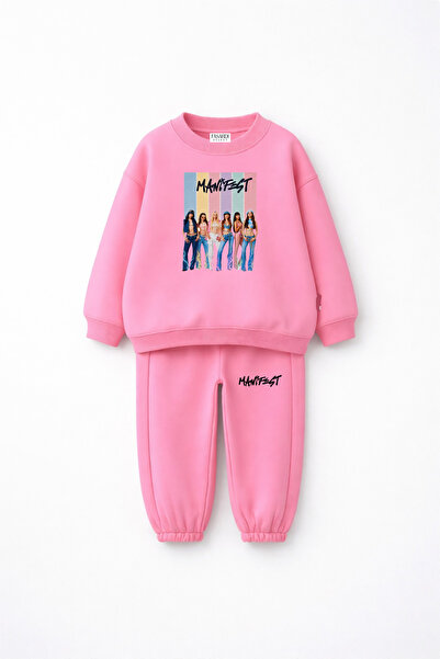 fasardi Manifest Tasarım Baskılı Oversize Şardonsuz Unisex Çocuk Alt Üst Eşof...