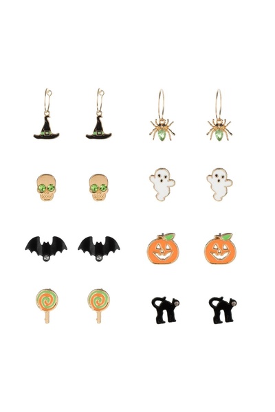 OEM Set Cercei cu Diferite Modele de Halloween - 8 perechi – Detaliu Dark pen...