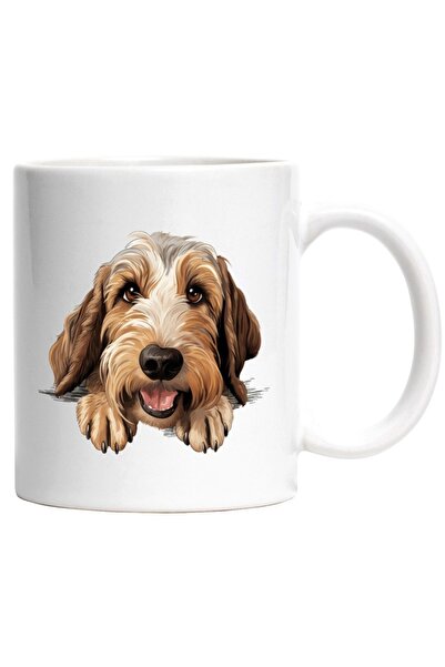 INOVATIX Personalized white mug, a furry, friendly, light brown puppy, for an...