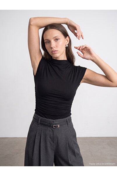Dilvin 33211 Bra-Free Gathered Detailed Top