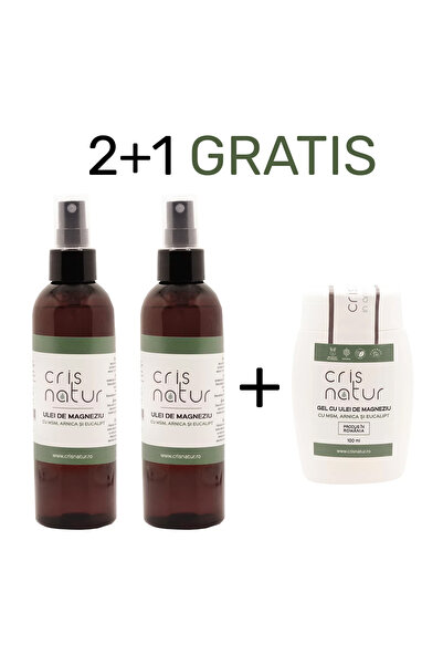 Cris Natur Ofertă 2+1 gratuit: Ulei de magneziu cu MSM, Arnica și Eucalipt + ...