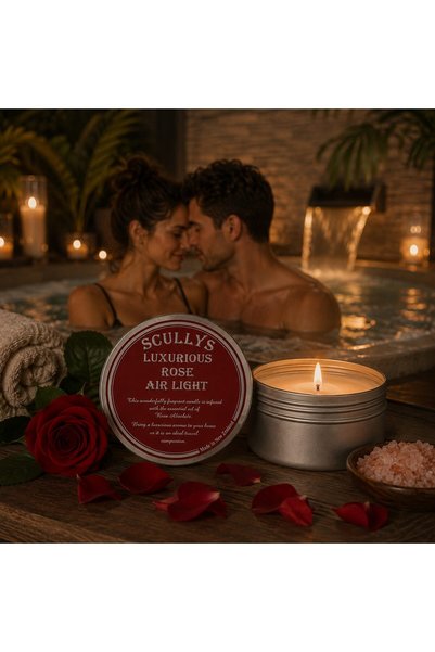 Scullys Lumânare parfumată premium SCULLY'S, tip Airlight, Ceară de soia, Ulei esențial de trandafir bulgăresc 100%, Fabricată în Noua Zeelandă, 100 g