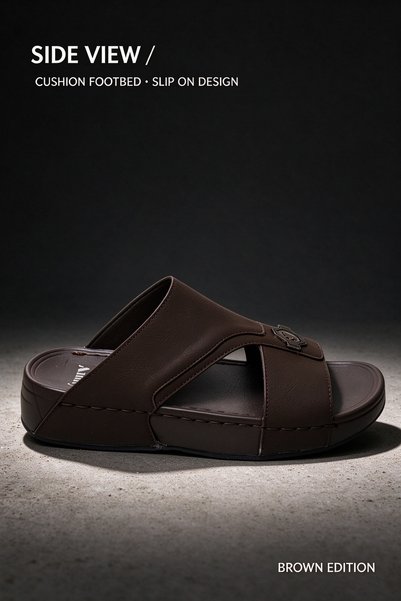 AllMart Arabia Premium Men Platform Slide Slippers Classic Arabian Design Sof...