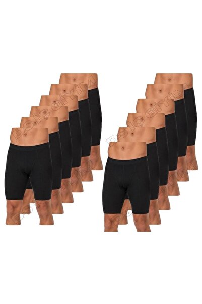 Yıldız Çamaşır 161 Men's Modal Long Black Boxer 12 Pieces