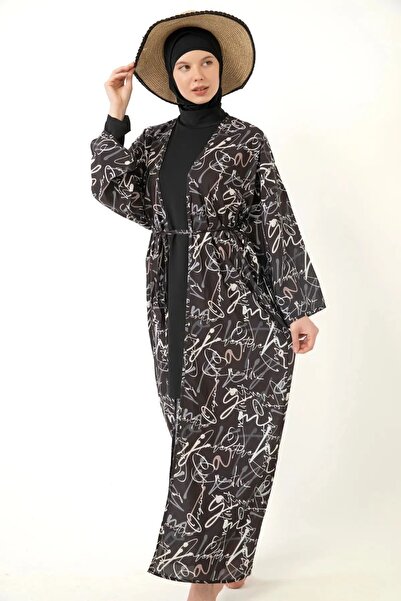 medipek Patterned Pareo on Hijab Swimsuit