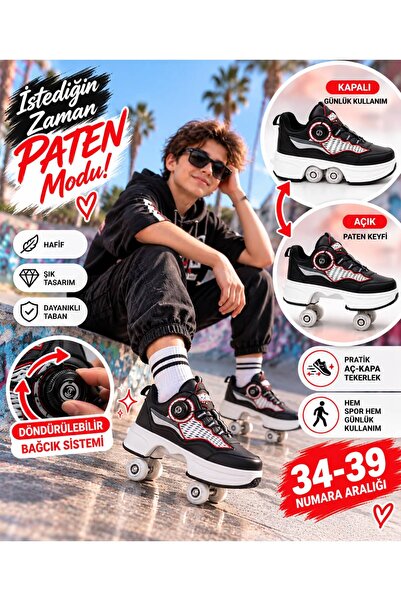 Alessio Pratik Aç Kapa Tekerlekli Genç\Yetişkin Patenli Ayakkabı - SİYAH