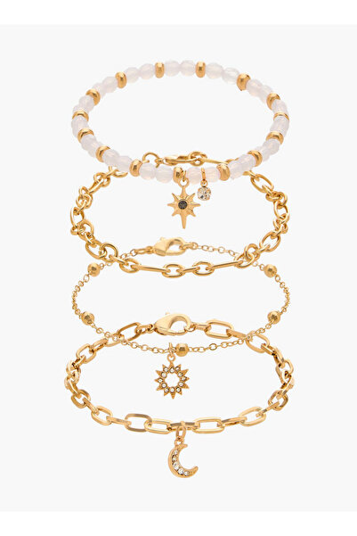FAV Gloo Pack of 4 Gold Tone Charm Accent Bracelet