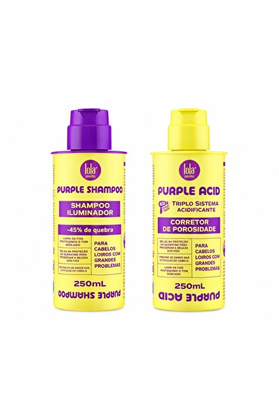 Lola Cosmetics Set Mov pentru păr blond și decolorat – Șampon 250 ml + Acidif...