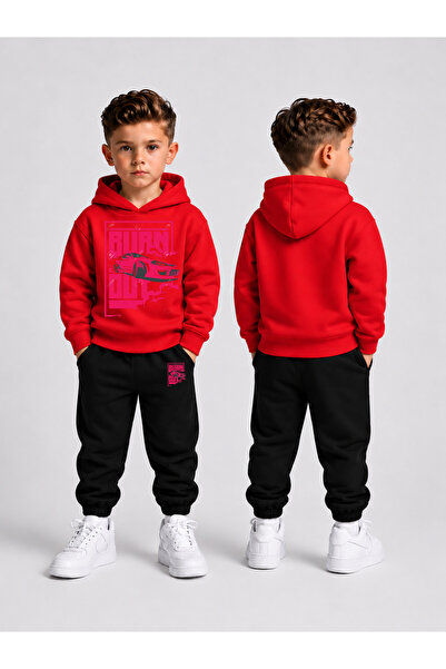 LORVEX Children's Hooded Sweatshirt Tracksuit Set 2-Piece Printed Top and Bot...