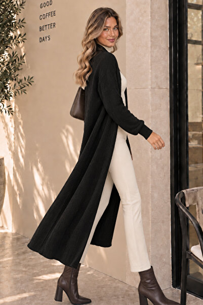benguen Bearded Knitwear Long Cardigan N3372 Black