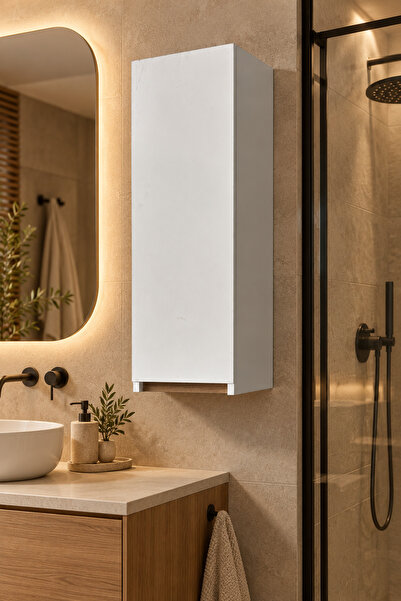 MOBİLİQUE Sare Kapaklı Ayarlanabilir Raflı Banyo Dolabı Havlu Dolabı