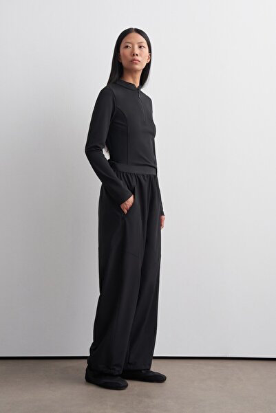 KADRİYE BAŞTÜRK Barrel Elastic Cuff Air Technical Trousers Black