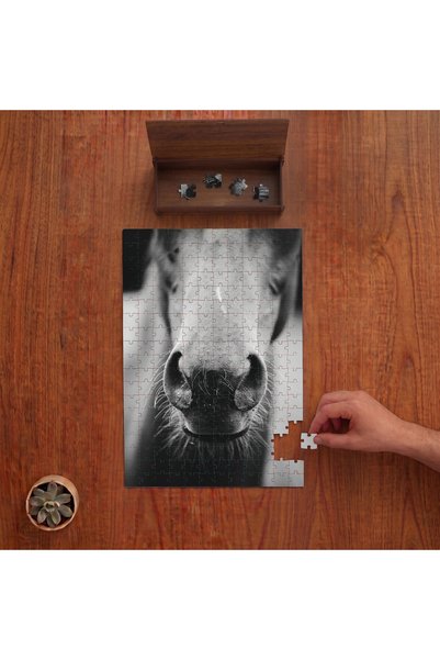 puntodizayn Horse Nose Close-Up Design 240 Piece Wooden Puzzle in Wooden Box ...