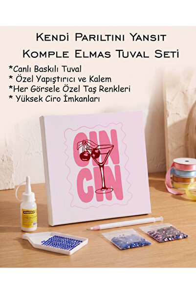 Toptan Elmas Mozaik Tuval Seti - Cin Cin Kokteyl