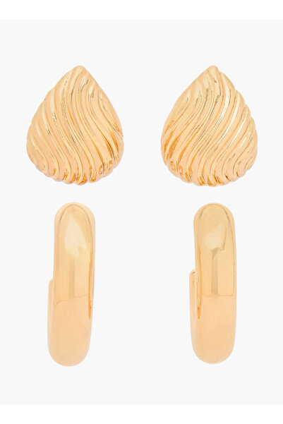 FAV Gloo Pack of 2 Gold Tone Assorted Earrings with Pushback Closure