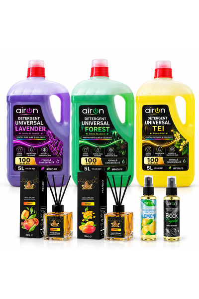 airon.ro Pachet Complet AirON – 3x Detergent Universal 15L, 300 Spălări + 2x ...