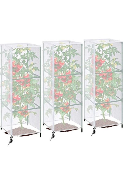Yelajoy 3 Pcs Garden Bird Netting for Square Tomato Cage, 59" x 17.7" Insect ...