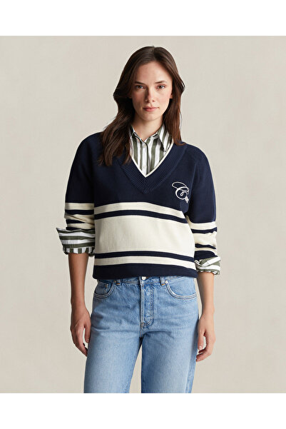 Gant Kadın Relaxed Fit V Yaka Kolej Kazak