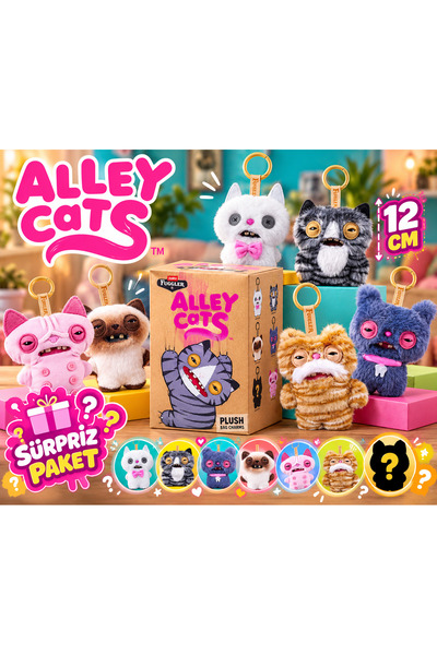 Cici Oyuncak Fuggler Alley Cats 12 Cm Sürpriz Paket Peluş Kedi Anahtarlık Çan...