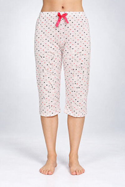 Serena Women's 3/4 pajama pants, pink, heart print