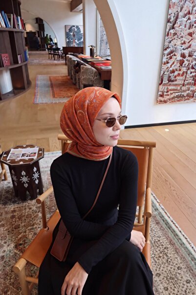 Silk Home Soft Scarf Ethnic Dark Orange