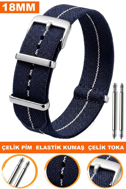 COBRA 18mm Elastic Fabric Nato Textile Watch Band Strap N39Tld-Lw